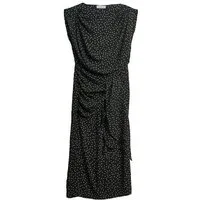 Bhoem Midikleid Gepunktetes drapiertes Midikleid mit Bindedetail (1-tlg)
