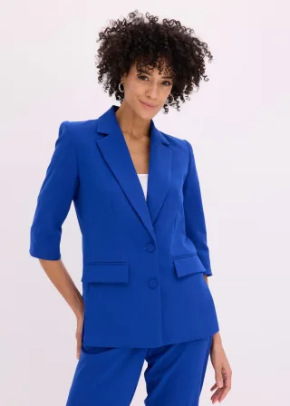 bonprix Blazer mit modisch betonten Schultern aus softem Viskose-Mix, blau, Gr.38, eleganter Blazer mit modisch betonten Schultern aus softem Viskose-Mix