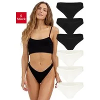 Fabio Farini String Damen Unterhosen - Frauen Tanga aus Baumwolle (Packung, 6-St) im sportlichen Schnitt