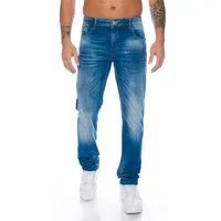 Cipo & Baxx Slim-fit-Jeans Herren Jeans Hose im dezenten Look mit dicken Nähten Hochwertige Nahtverzierung und perfekter Tragekomfort