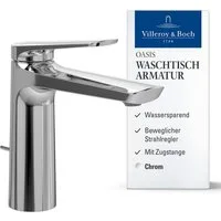 Villeroy & Boch Waschtischarmatur Oasis Wasserhahn Bad mit Zugstange und Keramikkartusche, Waschbeckenarmatur