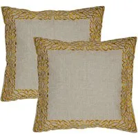 Marrakesch Orient & Mediterran Interior Zierkissen 2er Set Boho Kissenbezug Frisia edel aus Baumwolle in Gold 40 x 40 cm, (2 St)