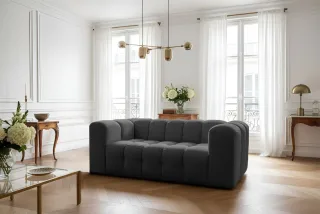 Sofa Designersofa SOLVIE 2-Sitzer in Stoff Moly Anthrazit