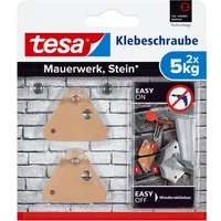 tesa Klebehaken 2x tesa Klebeschraube für Mauerwerk und Stein, Halteleistung 10 kg, Dekoration, Leinwände, Bilder, Girlanden, Lichterketten, (Packung, 2-St., 2 Stück), Klebeschraube max. 5 kg Haltekraft - Mauerwerk & Stein - 2er Pack