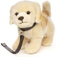 Uni-Toys Kuscheltier Golden Retriever mit Leine, stehend - 29 cm - Plüsch-Hund, Plüschtier, zu 100 % recyceltes Füllmaterial