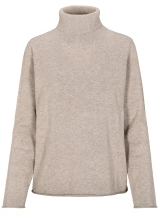 CLARINA - Rollkragen-Pullover, 1/1 Arm taupe mel. - Gr. - 40