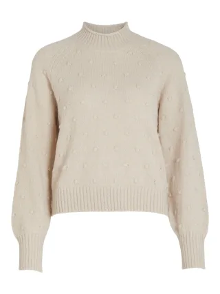 VILA - VITULI O-NECK L/S KNIT TOP/SU/PB/1 birch - Gr. - M