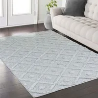 TaraCarpet Designteppich Designerteppich Tokio hoch-tief Struktur Rauten uni, rechteckig, Höhe: 20 mm, moderner scandi BOHO grau Wohnzimmer Schlafzimmer Flur 120x170 cm