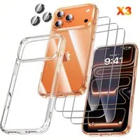 Luckice Sichtschutzfolie iPhone 17 Pro Hülle 7-in-1- für iPhone 17 Pro Panzerglas, (Schutzhüllen-Set mit Panzerglasfolie für das iPhone 17 pro, Rundumschutz Hülle Set Schutzhülle Cover, 1 Handyhülle & 3x Displayschutzglas + 3x Kameraschutzfolie - Tra