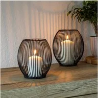 GartenHero Tischkerzenhalter Kerzenhalter Teelichthalter Kerzenständer Windlicht Metall Kerzentablett schwarz