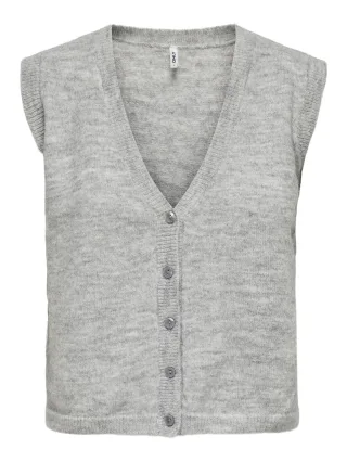 ONLY - ONLHELGA LIFE SL BUTTON WAISCOAT KNT Light Grey Melange - Gr. - M