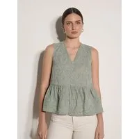 Apricot Blusentop Peplum-Oberteil mit Blumenstickerei