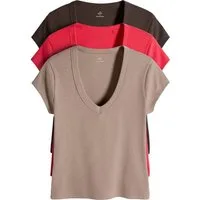 The Set V-Shirt The Set Geripptes Top mit Flügelärmeln, 3er-Pack (3-tlg)