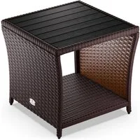 Casaria Beistelltisch (1-St), Polyrattan WPC Tischplatte 45x45x40cm Wetterfest Outdoor Garten