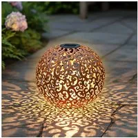 Spetebo Gartenleuchte Solar Dekokugel Metall - Ø 28,5cm, LED fest intregiert, warm weiß, Wegleuchte Solarkugel Sommerdeko