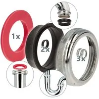 tecuro Siphon Rändelmutter -Komplettset für 1 1/4 Zoll Waschtisch-Siphons
