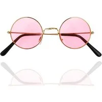 FASCHINFEVER Kostüm Hippie Brille – rosa Sonnenbrille 70er 80er – Fasching & Karneval