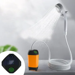 Outdoor Camping Shower IPX7 Waterproof with Digital Display Portable Electric Shower Pump for Hiking Travel Beach Pet Wa
