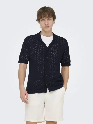 ONLY&SONS - ONSSANTO REG SS RESORT SHIRT KNIT FRML Dark Sapphire - Gr. - S