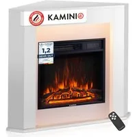 KAMINIO Elektrokamin MATTI, Elektrischer Kamin mit 3D-Flammeneffekt, Ambientelicht, Heizung 1800W