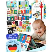 Mallie Babyspiegel Sensorik Baby Spiegel Spielzeug mit Bauchlage Knisterbuch (Babyspielzeuge ab 0, 3, 6 Monate I Baby Mirror Toy mit Schwarz Weiß Kontrast Muster, 1-St), Tummy Time Toys, Knisterspielzeug Baby