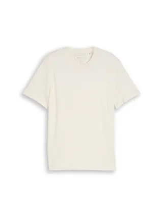 Denim Tom Tailor - Terry T-Shirt aus Baumwolle wool white - Gr. - L