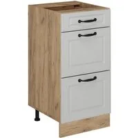 Vicco Unterschrank R-Line, Weiß Landhaus/Goldkraft Eiche, 40 cm mit Schubladen, ohne ... (1-St)