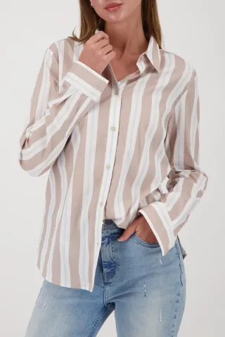 monari - Bluse mit Streifen lattemacchiato gemustert - Gr. - 36