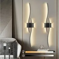 Jibenhome Wandleuchte LED Wandleuchte Innen Wandlampe Wandbeleuchtung,Minimalistische, LED fest integriert, Batteriebetrieben&USB Aufladung,Fernbedienung&Touch-Steuerung,Timer
