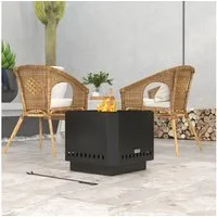 Outsunny Feuerschale rauchfreier Feuerkorb mit Schürhaken, Tischfeuer, (quadratischer Feuerstelle, 1-St., Feuerschale), für Garten, Camping, Terrasse, Metall, Schwarz