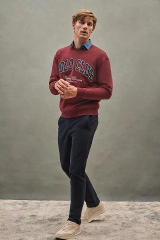 Sweatshirt granatrot im Loose FitEstablished 2012 Polo Club
