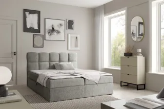 Boxspringbett Schlafzimmerbett PAROZO 200x200cm Stoff Coral Grau