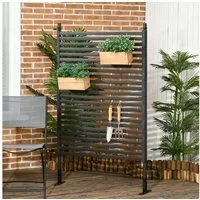 Outsunny Gartenzaun Dekorative Zaun, Steckzaun für Balkon, Terrasse, Braun, (Teichzaun, 1-St., Stahlzaun), 93 x 22 x 150 cm