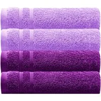 Lashuma Handtuch Set London, Frottee (Set, 4-St), Flauschige Badezimmer Handtücher lila 30x50 cm