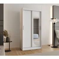 MOEBLO Schwebetürenschrank CYLIO (mit Spiegel – Moderner Kleiderschrank mit Schiebetüren, Metall-Kleiderstangen & BIMAK-System, in mehreren Farben & Größen, Schrank Garderobe Schiebtüren Schlafzimmer Wohnzimmerschrank) 100 /120/150/180/200/250x200x62
