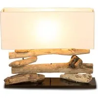 Levandeo® Nachttischlampe, Holzlampe Tischlampe aus Treibholz 50x17x43cm Unikat Hochwertig
