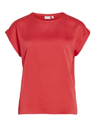 VILA - VIELLETTE S/S SATIN TOP - NOOS - Gr. - 38