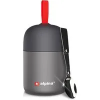 Alpina Thermobecher Thermobehälter Thermo Becher Essensbehälter Lunchbox 530 ml, Edelstahl, mit Druckausgleich und faltbarem Löffel hält extra lange warm/kalt