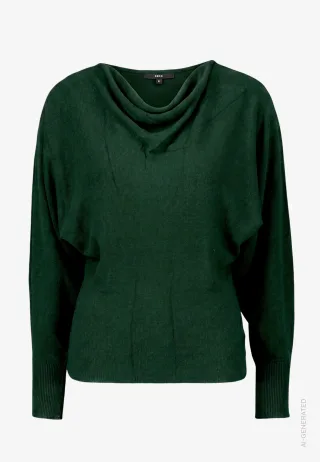 zero - Strickpullover mit Fledermausärmeln Green Forest - Gr. - XL