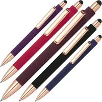 Macma Kugelschreiber 5 Touchpen-Kugelschreiber aus Metall "Roségold-Edition" / gummiert / 5