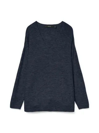 VERO MODA - VMCREWLEFILE LS V-NECK BLOUSE NOOS Navy Blazer - Gr. - M