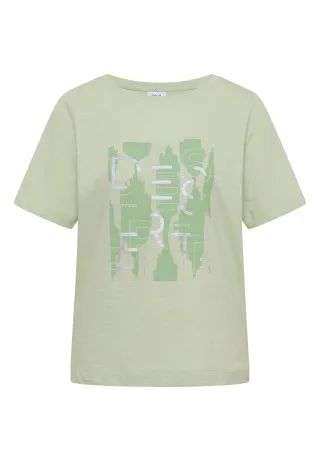 CECIL - T-Shirt mit Rundhals und Frontprint raw matcha lime - Gr. - XS