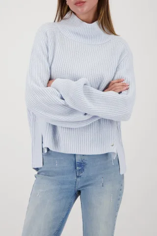 monari - Strickpullover mit Seitenschlitzen ice blue - Gr. - 38