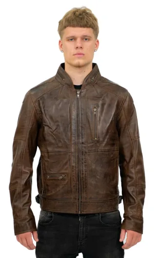 Herren Retro Biker Lederjacke-Sydney