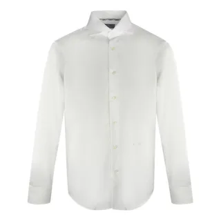 Aquascutum Herren Einfärbiges Langarmhemd (Weiß)