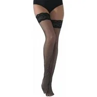 Lau-Fashion Strapsstrümpfe Lange Strass Strümpfe Netz Halterlose Overknees Silikon Gogo S/M/L
