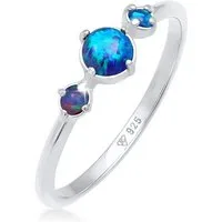 Elli Fingerring Opal Rund Trio Vintage 925er Silber