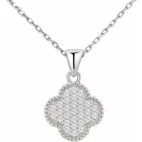 Firetti Kette mit Anhänger Schmuck Geschenk Silber 925 Halsschmuck Halskette Kleeblatt, mit Zirkonia (synth)