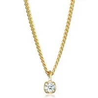 Elli DIAMONDS Collierkettchen Solitär Diamant (0.03 ct) Elegant 375 Gelbgold