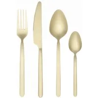 blomus Besteck-Set -STELLA- 16-teiliges Designer Besteck-Set: Edel & Elegant (16-tlg), 4 Personen, Edelstahl, Hochwertig, Eleganz, Gold, Schwarz, Silber, Geschenkbox, Design Award